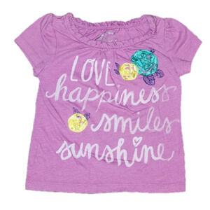 𝅺CHEROKEE Light Purple Short Sleeve Tee with Satin Flowers